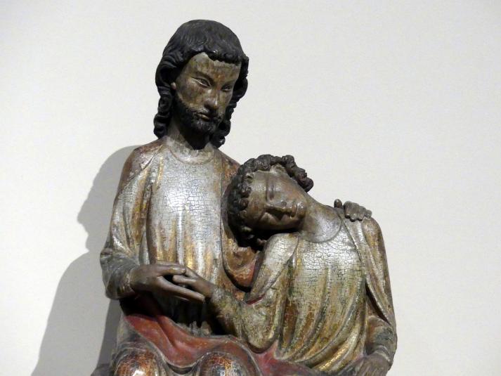Meister Heinrich von Konstanz (Umkreis) (1300–1310), Der Apostel Johannes an der Brust Christi, Inzigkofen, ehem. Augustiner-Chorfrauenstift, jetzt Berlin, Bode-Museum, Saal 111, um 1310, Bild 2/3