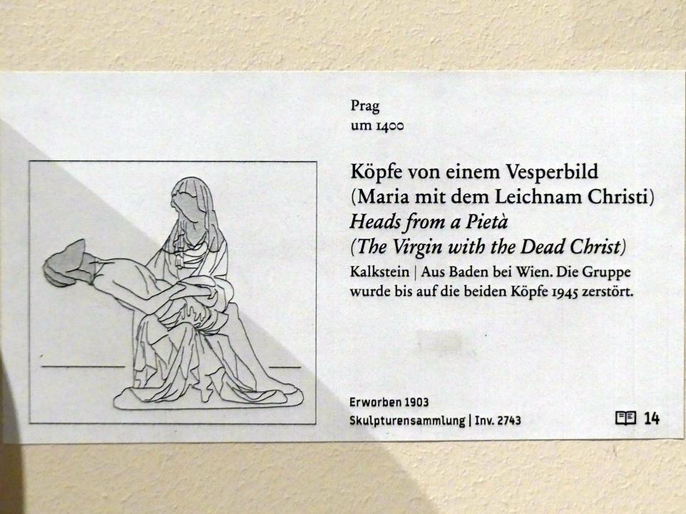 Köpfe von einem Vesperbild, Berlin, Bode-Museum, Saal 111, um 1400, Bild 4/4