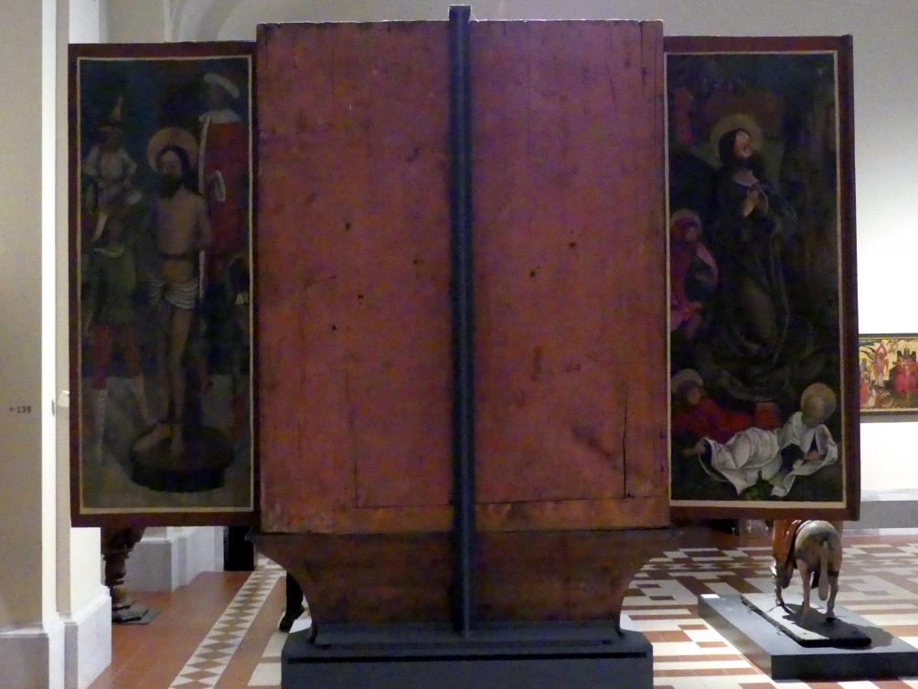 Flügelretabel mit der Anbetung der Heiligen Drei Könige im Schrein, Berlin, Bode-Museum, Saal 107, 1519, Bild 2/3