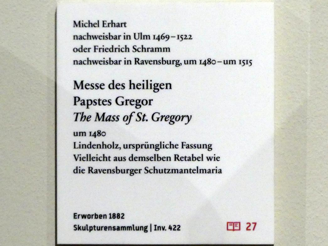 Michel Erhart (1472–1516), Messe des heiligen Papstes Gregor, Berlin, Bode-Museum, Saal 107, um 1480, Bild 4/4