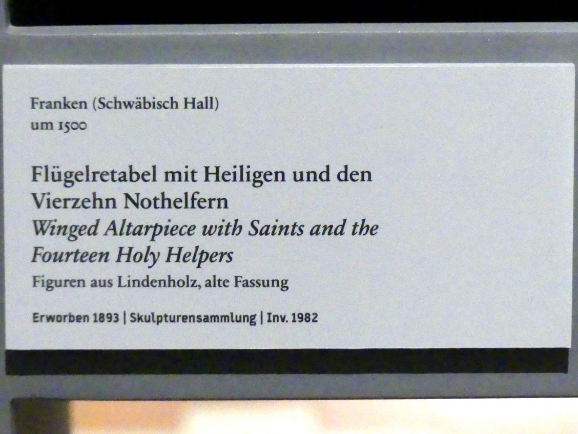 Flügelretabel mit Heiligen und den Vierzehn Nothelfern, Berlin, Bode-Museum, Saal 107, um 1500, Bild 3/3
