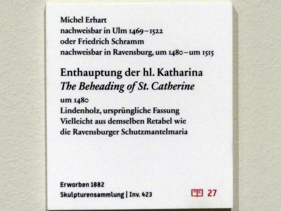 Michel Erhart (1472–1516), Enthauptung der hl. Katharina, Ravensburg, Liebfrauenkirche, jetzt Berlin, Bode-Museum, Saal 107, um 1480, Bild 4/4