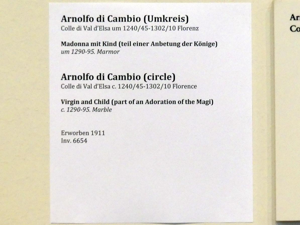 Arnolfo di Cambio (Umkreis) (1292), Madonna mit Kind (Teil einer Anbetung der Könige), Berlin, Bode-Museum, Saal 108, um 1290–1295, Bild 2/2