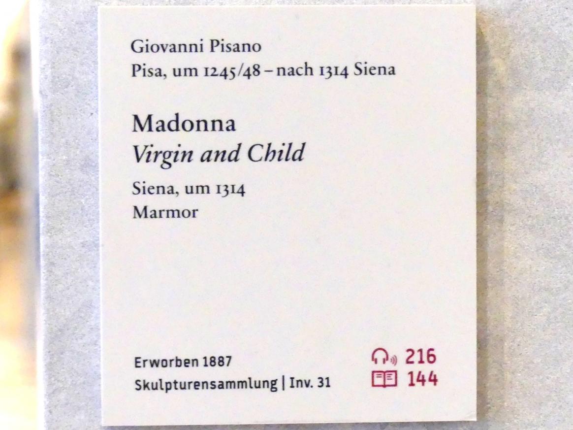 Giovanni Pisano (1291–1314), Madonna, Berlin, Bode-Museum, Saal 108, um 1314, Bild 4/4
