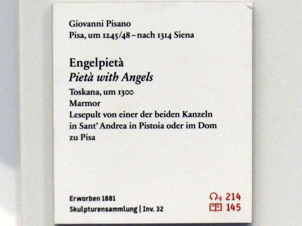 Giovanni Pisano (1291–1314), Engelpietà, Berlin, Bode-Museum, Saal 108, um 1300, Bild 3/3