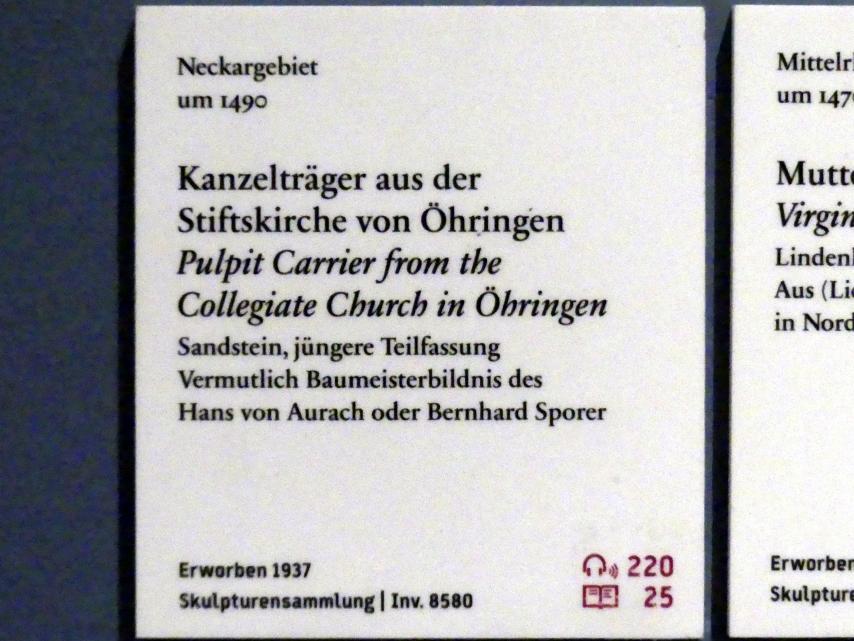 Kanzelträger aus der Stiftskirche von Öhringen, Berlin, Bode-Museum, Saal 109, um 1490, Bild 5/5