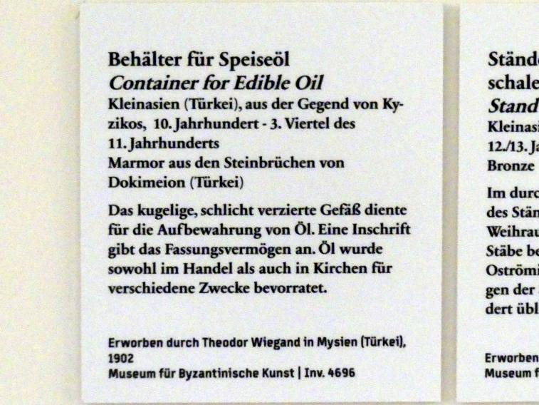 Behälter für Speiseöl, Berlin, Bode-Museum, Saal 110, um 925–1075, Bild 2/2