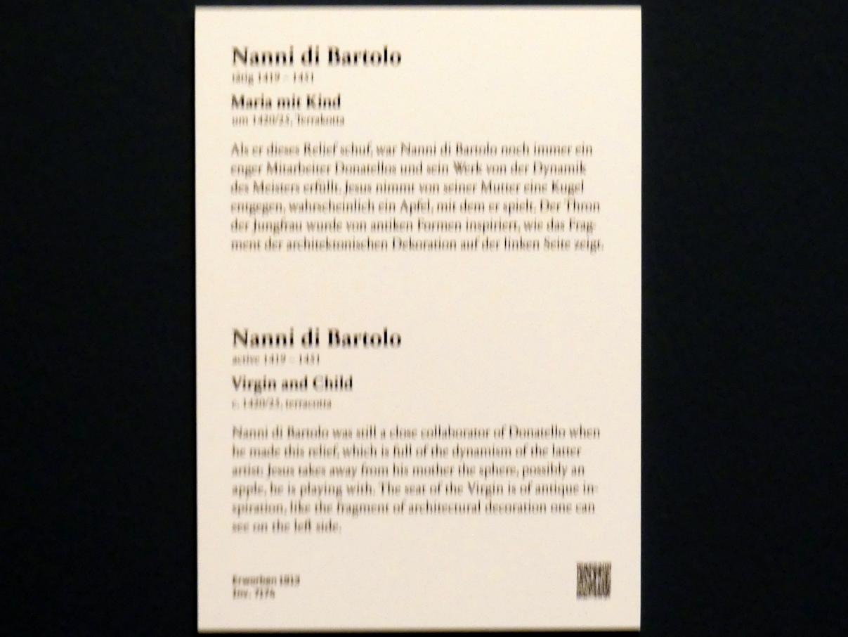 Nanni di Bartolo (Rosso) (1420–1422), Maria mit Kind, Berlin, Bode-Museum, Saal 122, um 1420–1425, Bild 2/2