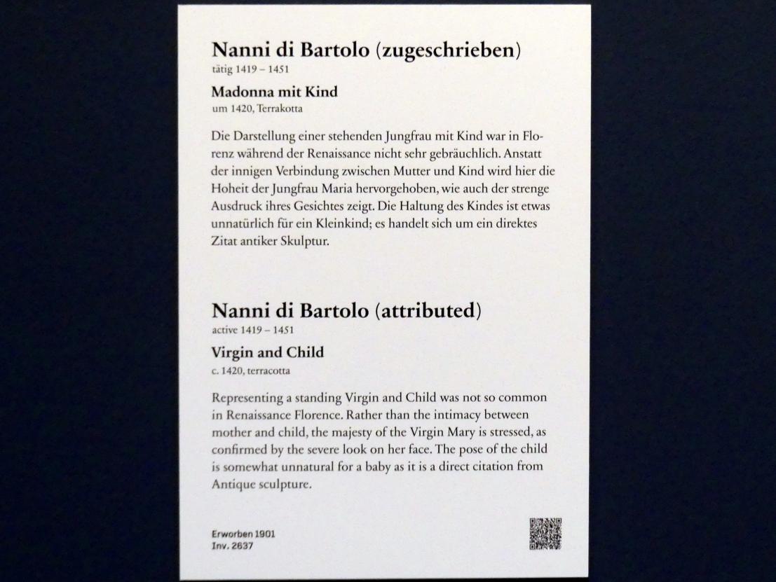 Nanni di Bartolo (Rosso) (1420–1422), Madonna mit Kind, Berlin, Bode-Museum, Saal 122, um 1420, Bild 2/2
