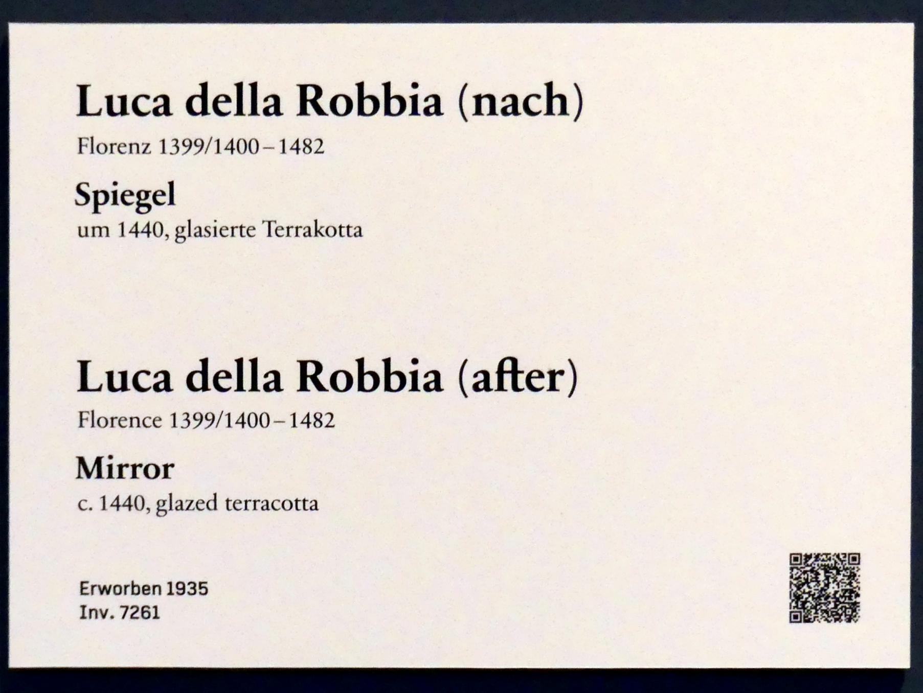 Luca della Robbia (Nachahmer) (1425–1440), Spiegel, Berlin, Bode-Museum, Saal 122, um 1440, Bild 2/2