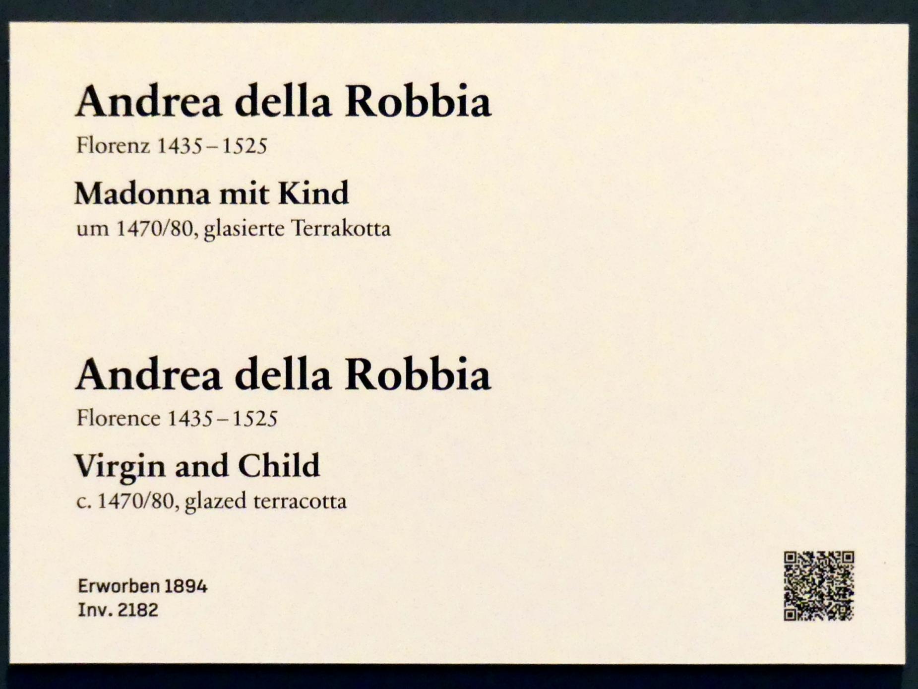 Andrea della Robbia (1465–1525), Madonna mit Kind, Berlin, Bode-Museum, Saal 122, um 1470–1480, Bild 2/2