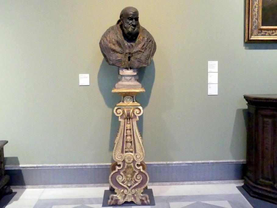 Taddeo Landini (1580–1587), Papst Sixtus V. Peretti Montalto, Berlin, Bode-Museum, Saal 124, um 1585–1590, Bild 3/4