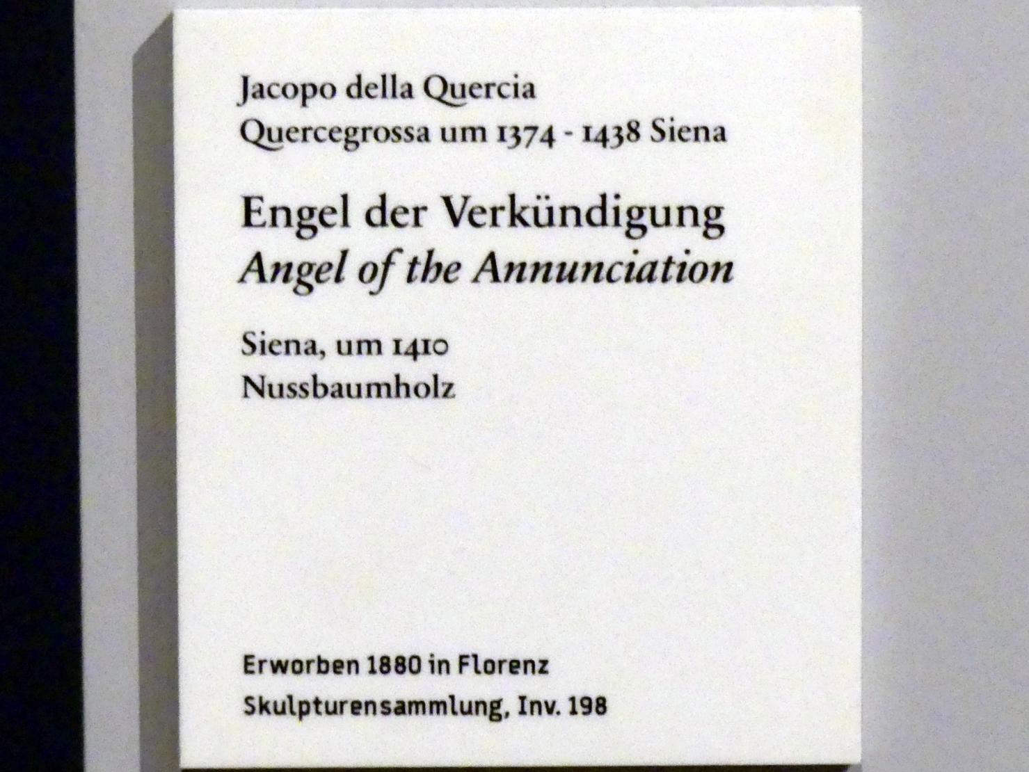 Jacopo della Quercia (1410–1432), Engel der Verkündigung, Berlin, Bode-Museum, Saal 129, um 1410, Bild 3/3