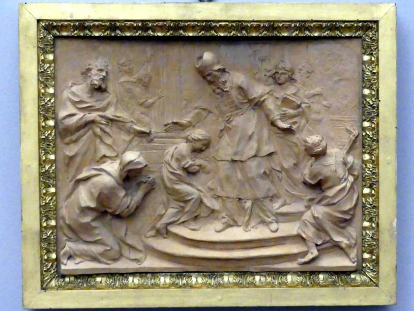 Pietro Bracci (1748), Der Tempelgang Mariens, Siena, Dom von Siena (Cattedrale di Santa Maria Assunta), jetzt Berlin, Bode-Museum, Saal 131, 1748