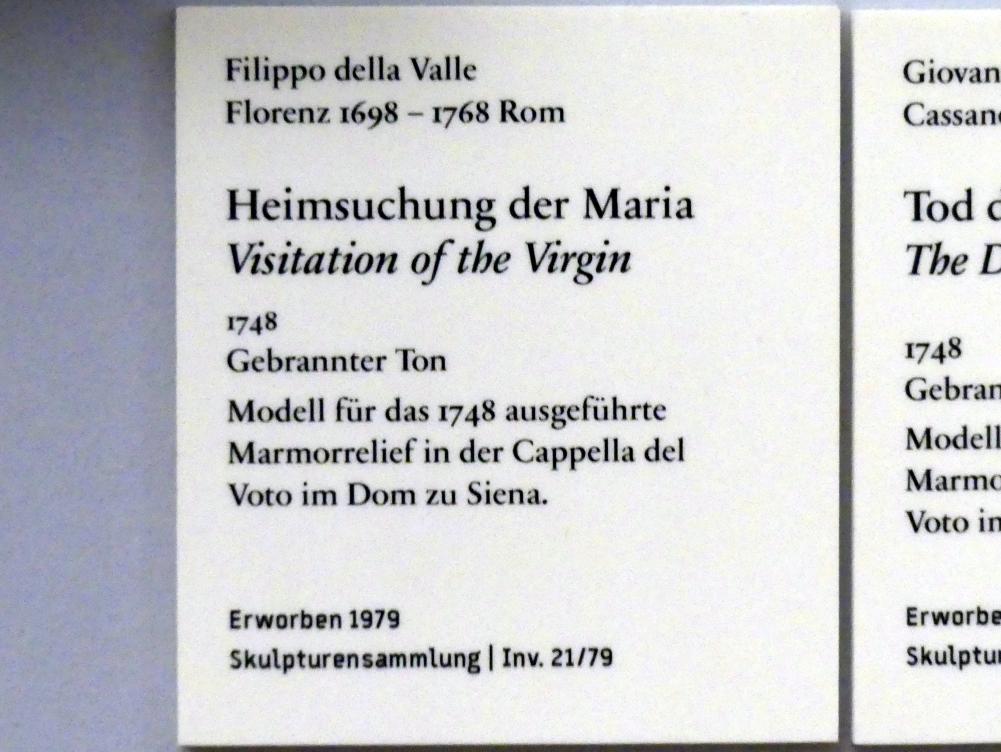 Filippo della Valle (1740–1748), Heimsuchung der Maria, Siena, Dom von Siena (Cattedrale di Santa Maria Assunta), jetzt Berlin, Bode-Museum, Saal 131, 1748, Bild 2/2