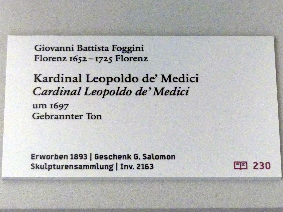 Giovanni Battista Foggini (1690–1715), Kardinal Leopoldo de' Medici, Berlin, Bode-Museum, Saal 131, um 1697, Bild 3/3