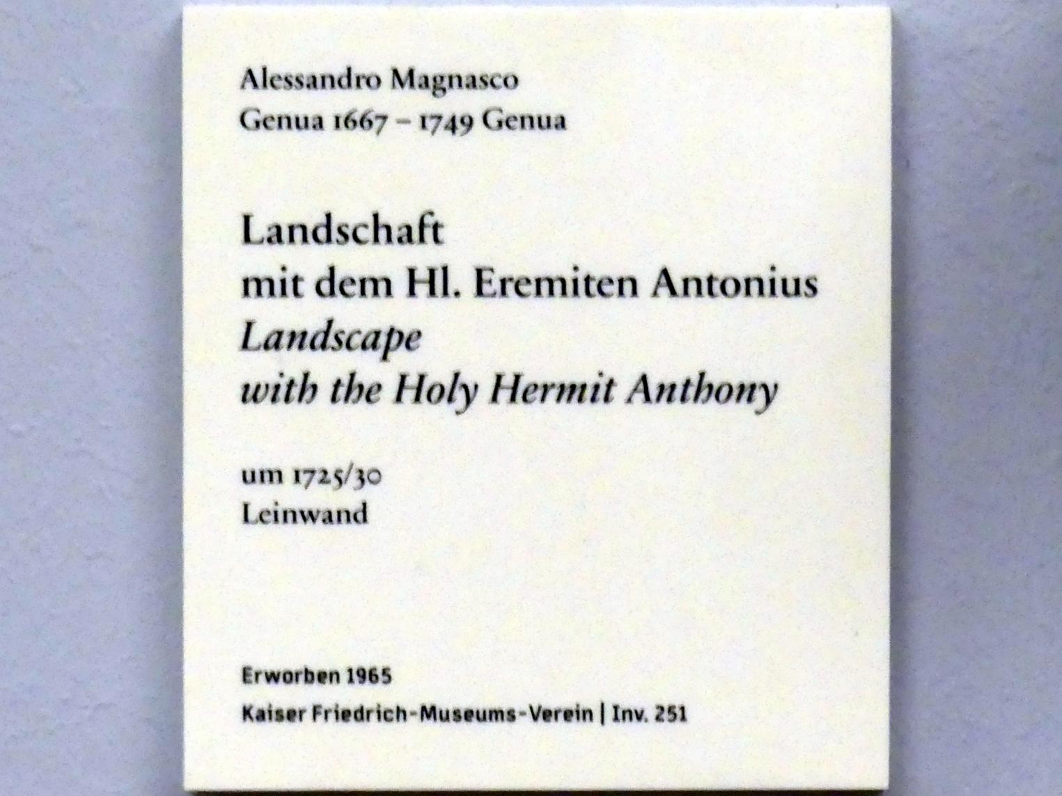 Alessandro Magnasco (1690–1737), Landschaft mit dem Hl. Eremiten Antonius, Berlin, Bode-Museum, Saal 131, um 1725–1730, Bild 2/2