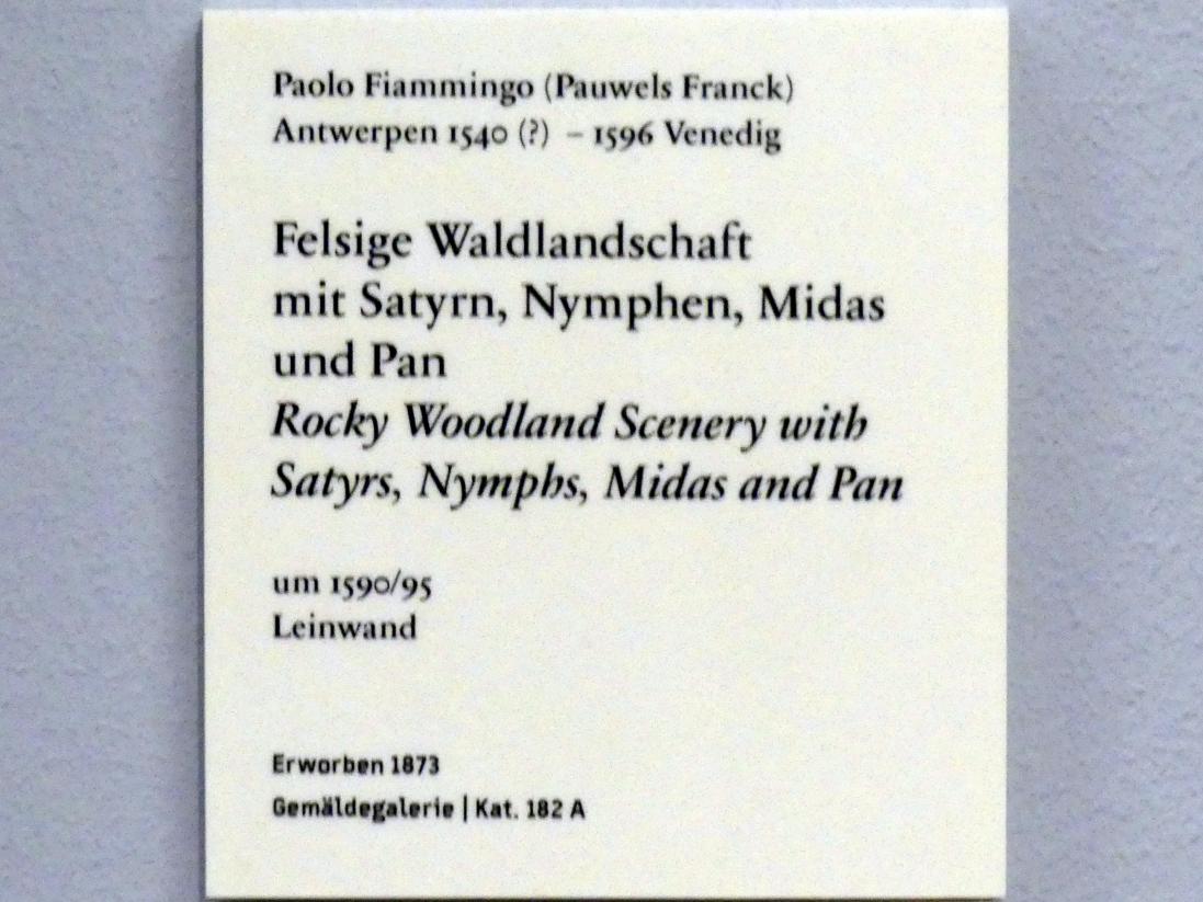 Paolo Fiammingo (Pauwels Franck) (1592), Felsige Waldlandschaft mit Satyrn, Nymphen, Midas und Pan, Berlin, Bode-Museum, Saal 131, um 1590–1595, Bild 2/2