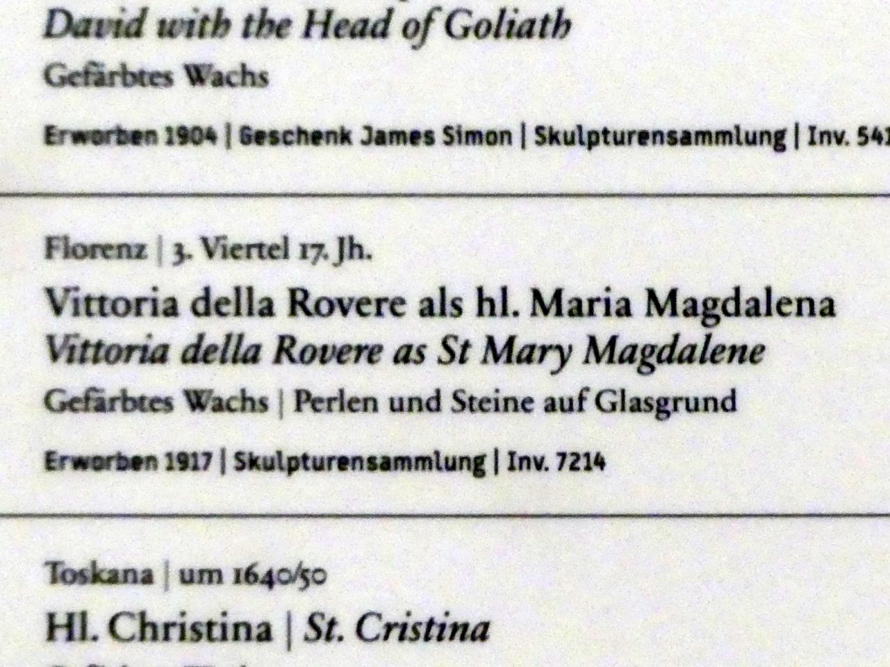 Vittoria della Rovere als hl. Maria Magdalena, Berlin, Bode-Museum, Saal 132, 3. Viertel 17. Jhd., Bild 2/2