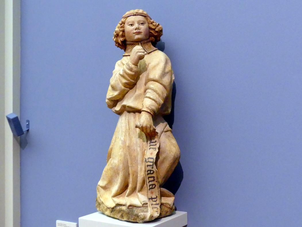 Jacques Morel (1450–1459), Erzengel Gabriel aus einer Verkündigung an Maria, Berlin, Bode-Museum, Saal 210, um 1450–1460, Bild 2/4