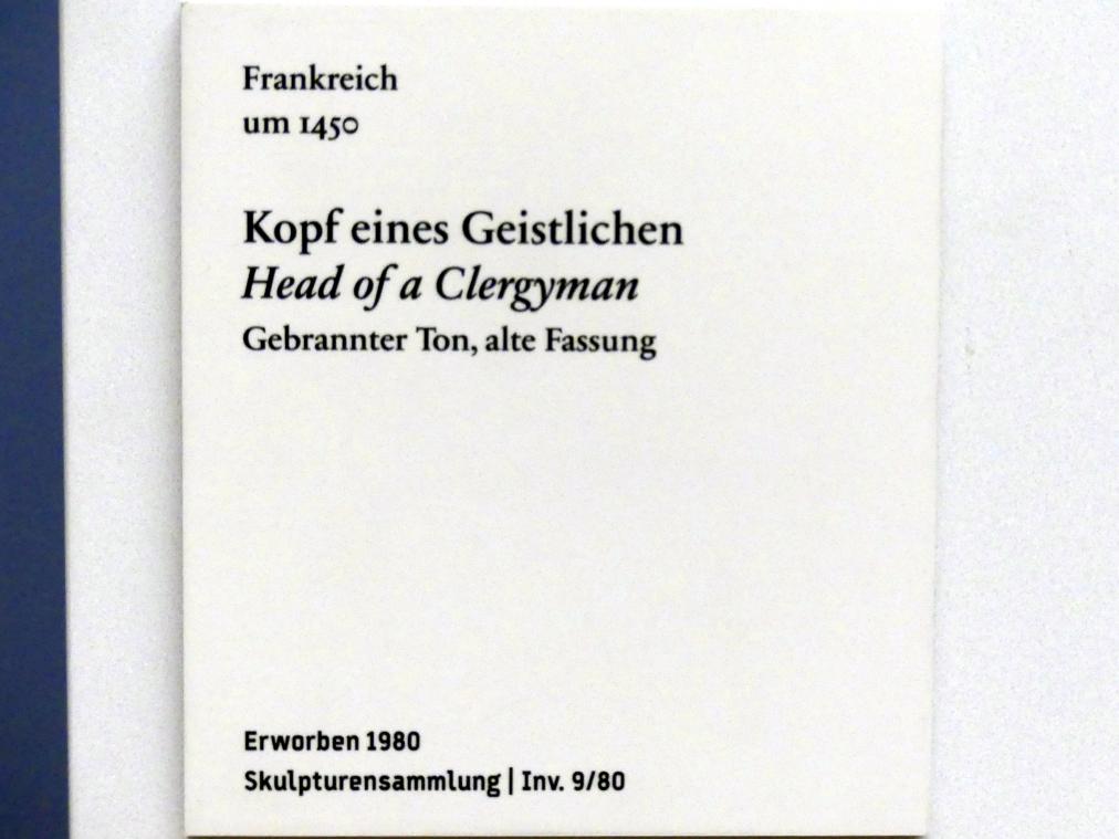 Kopf eines Geistlichen, Berlin, Bode-Museum, Saal 210, um 1450, Bild 4/4