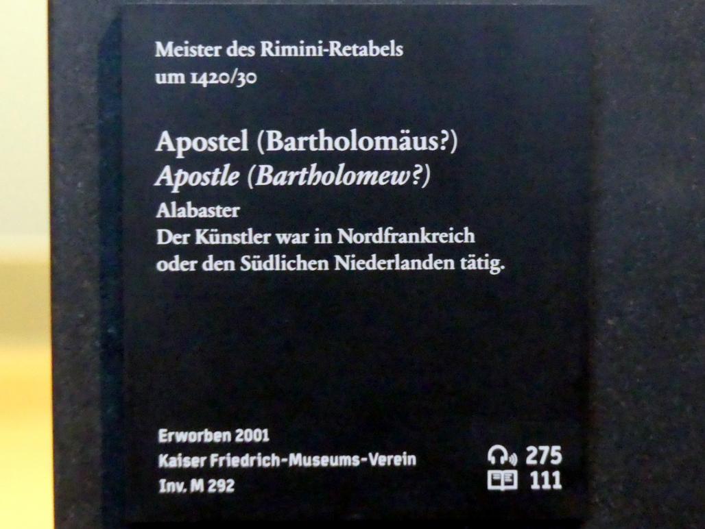 Meister des Rimini-Altars (Rimini-Meister) (1425–1430), Apostel (Bartholomäus?), Berlin, Bode-Museum, Saal 211, um 1420–1430, Bild 4/4
