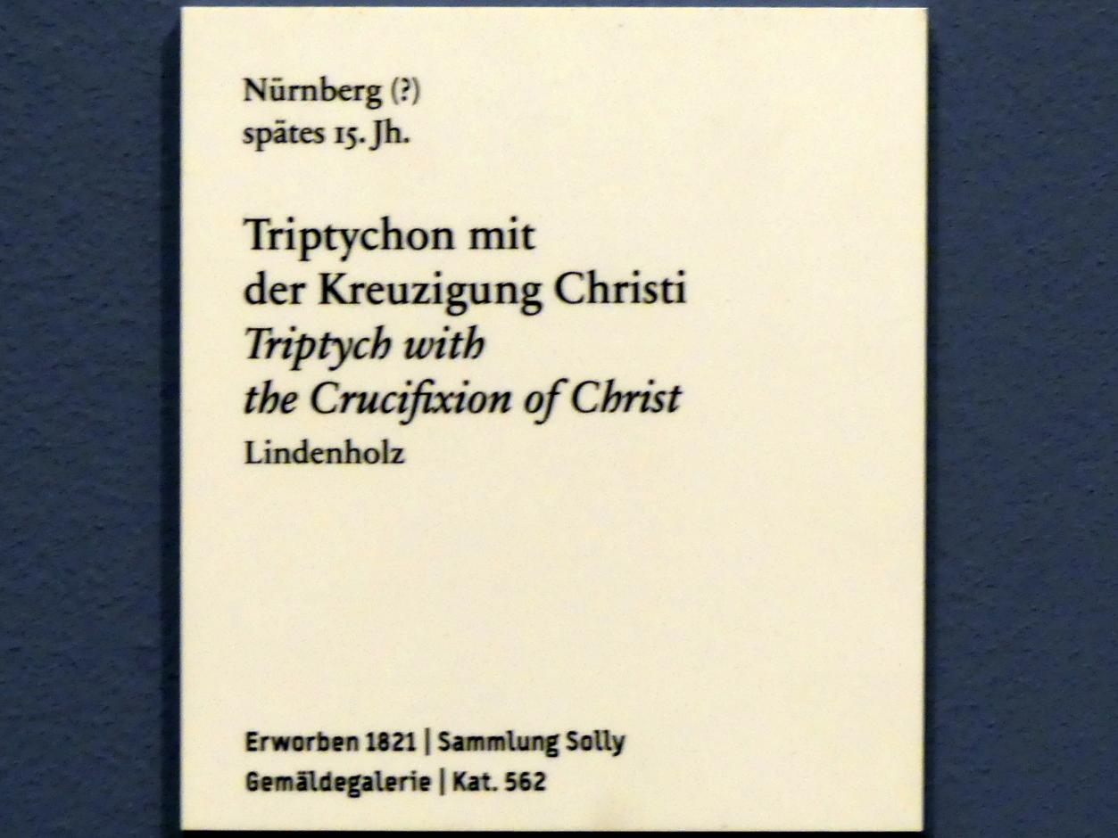 Triptychon mit der Kreuzigung Christi, Berlin, Bode-Museum, Saal 212, Ende 15. Jhd., Bild 4/4
