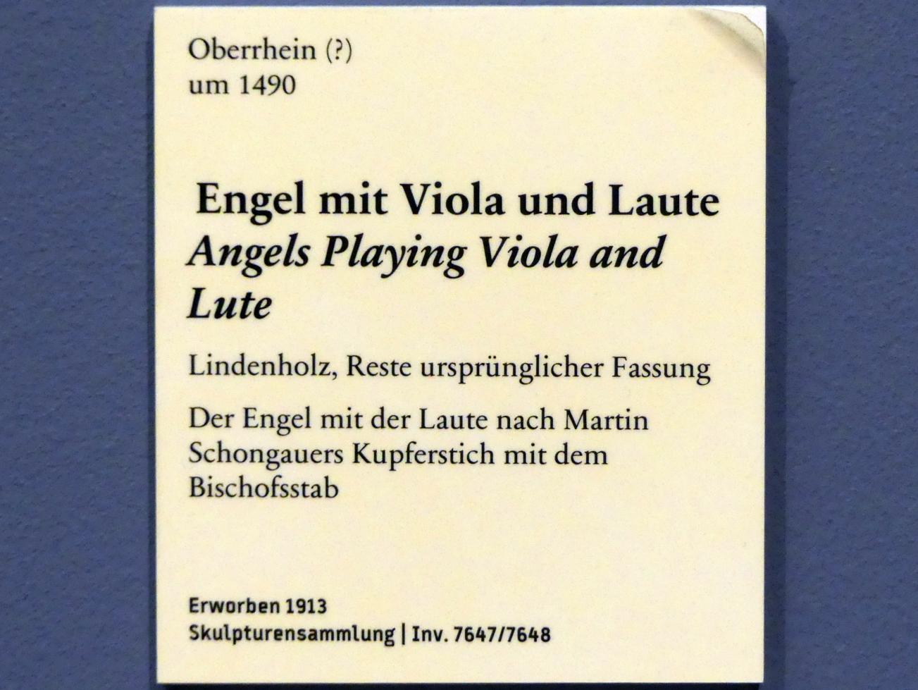 Engel mit Viola und Laute, Berlin, Bode-Museum, Saal 212, um 1490, Bild 2/2