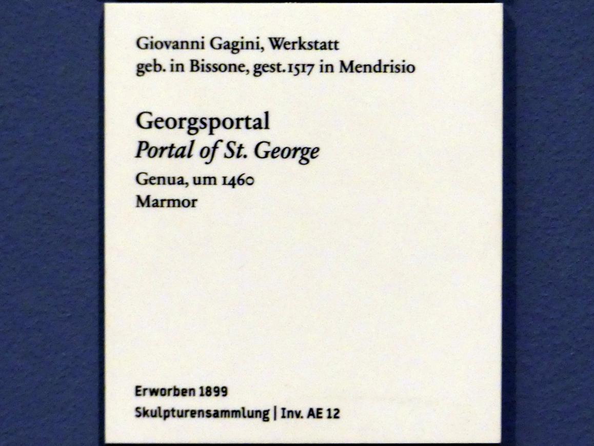 Giovanni Gaggini (Gagini) (Werkstatt) (1460), Georgsportal, Berlin, Bode-Museum, Saal 212, um 1460, Bild 2/2