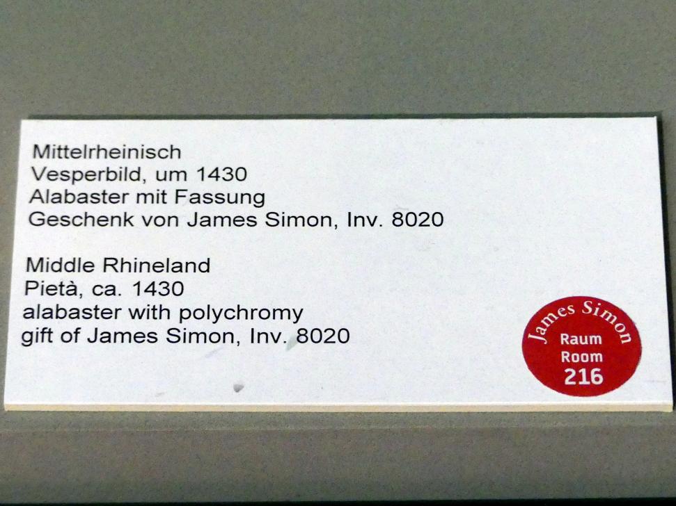 Vesperbild, Berlin, Bode-Museum, Saal 212, um 1430, Bild 2/2