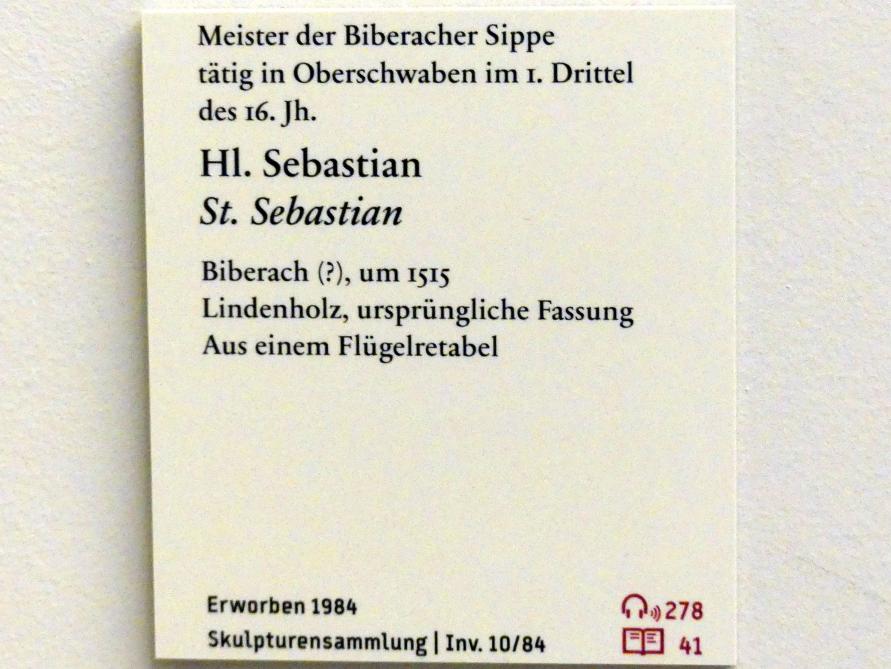 Meister der Biberacher Sippe (1515), Hl. Sebastian, Berlin, Bode-Museum, Saal 213, um 1515, Bild 4/4