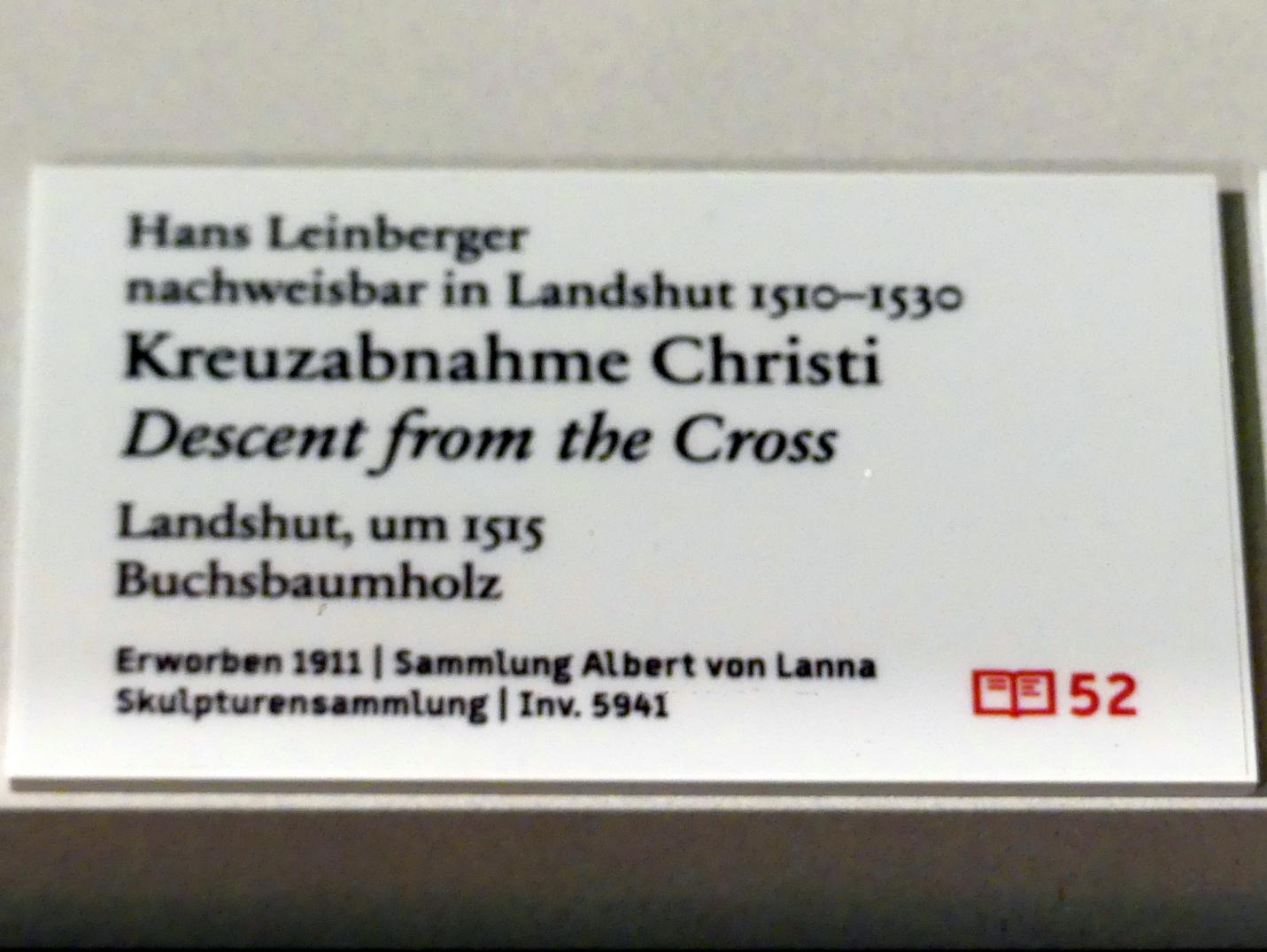 Hans Leinberger (1515–1527), Kreuzabnahme Christi, Berlin, Bode-Museum, Saal 214, um 1515, Bild 2/2