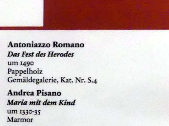 Antoniazzo Romano (Antonio di Benedetto degli Aquili) (1475–1490), Das Fest des Herodes, Berlin, Bode-Museum, Saal 216, um 1490, Bild 2/2