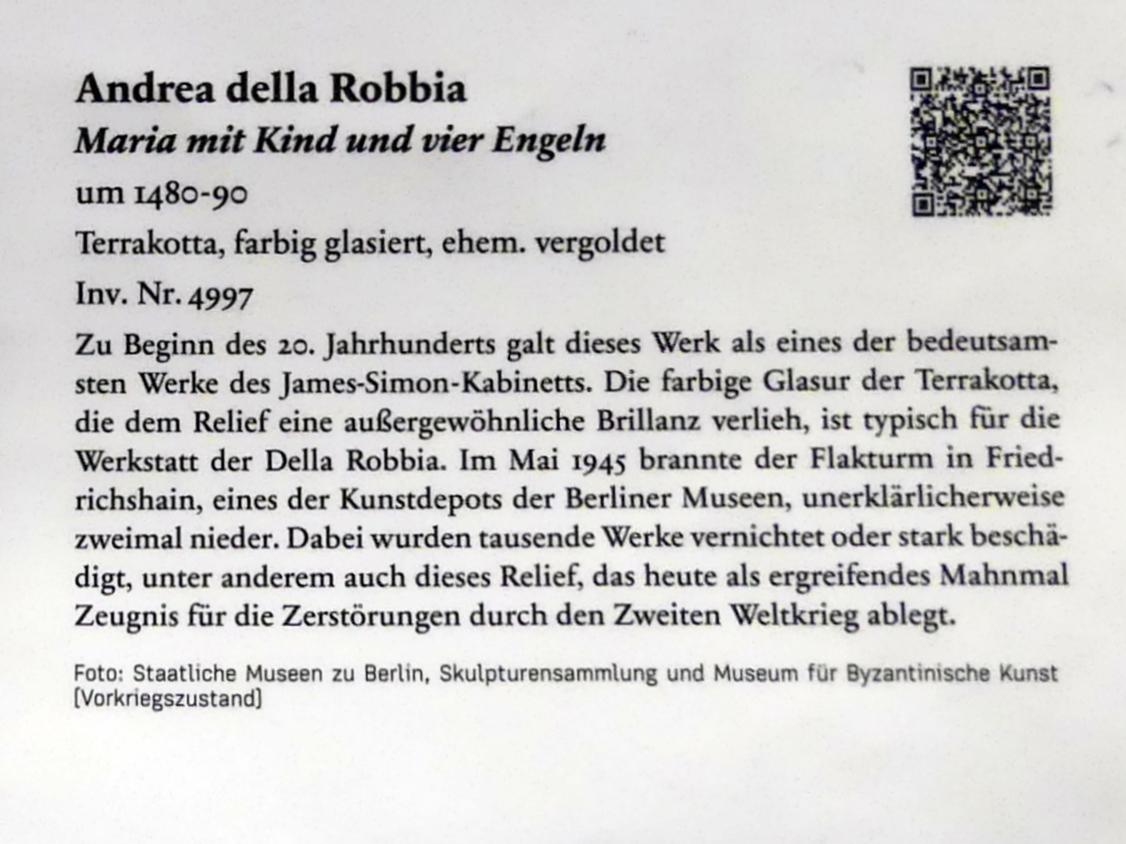 Andrea della Robbia (1465–1525), Maria mit Kind und vier Engeln, Berlin, Bode-Museum, Saal 216, um 1480–1490, Bild 2/2