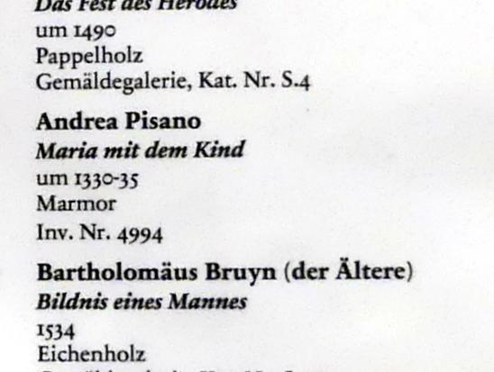 Andrea Pisano (Andrea da Pontedera) (1331–1332), Maria mit dem Kind, Berlin, Bode-Museum, Saal 216, um 1330–1335, Bild 2/2