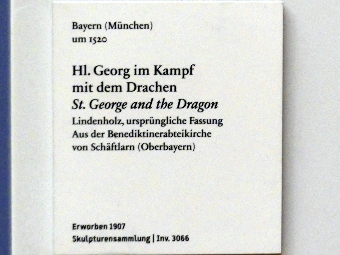 Hl. Georg im Kampf mit dem Drachen, Schäftlarn, ehem. Prämonstratenser, jetzt Benediktinerklosterkirche St. Dionys und Juliana, jetzt Berlin, Bode-Museum, Saal 215, um 1520, Bild 5/5
