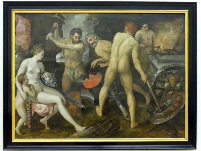 Frans Floris de Vriendt (1552–1566): Venus und Amor in der Schmiede Vulkans, Undatiert