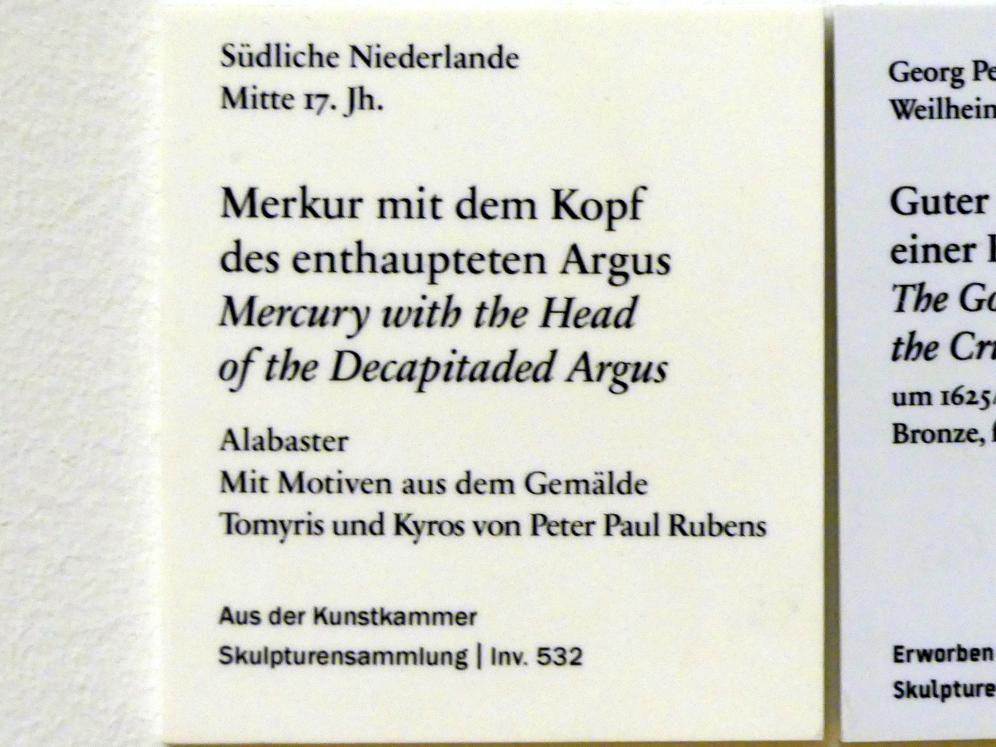 Merkur mit dem Kopf des enthaupteten Argus, Berlin, Bode-Museum, Saal 217, Mitte 17. Jhd., Bild 2/2