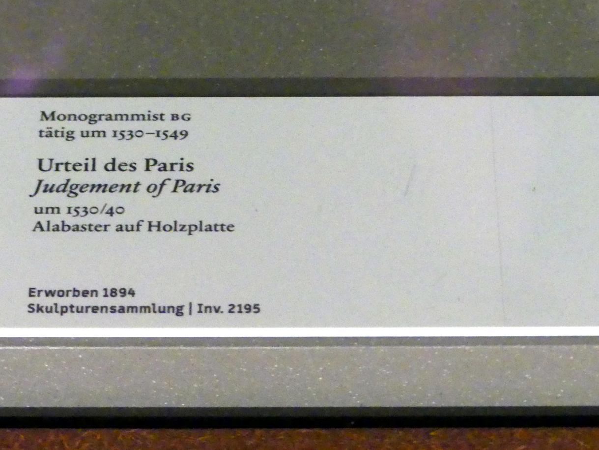 Monogrammist BG (1535), Urteil des Paris, Berlin, Bode-Museum, Saal 219, um 1530–1540, Bild 2/2