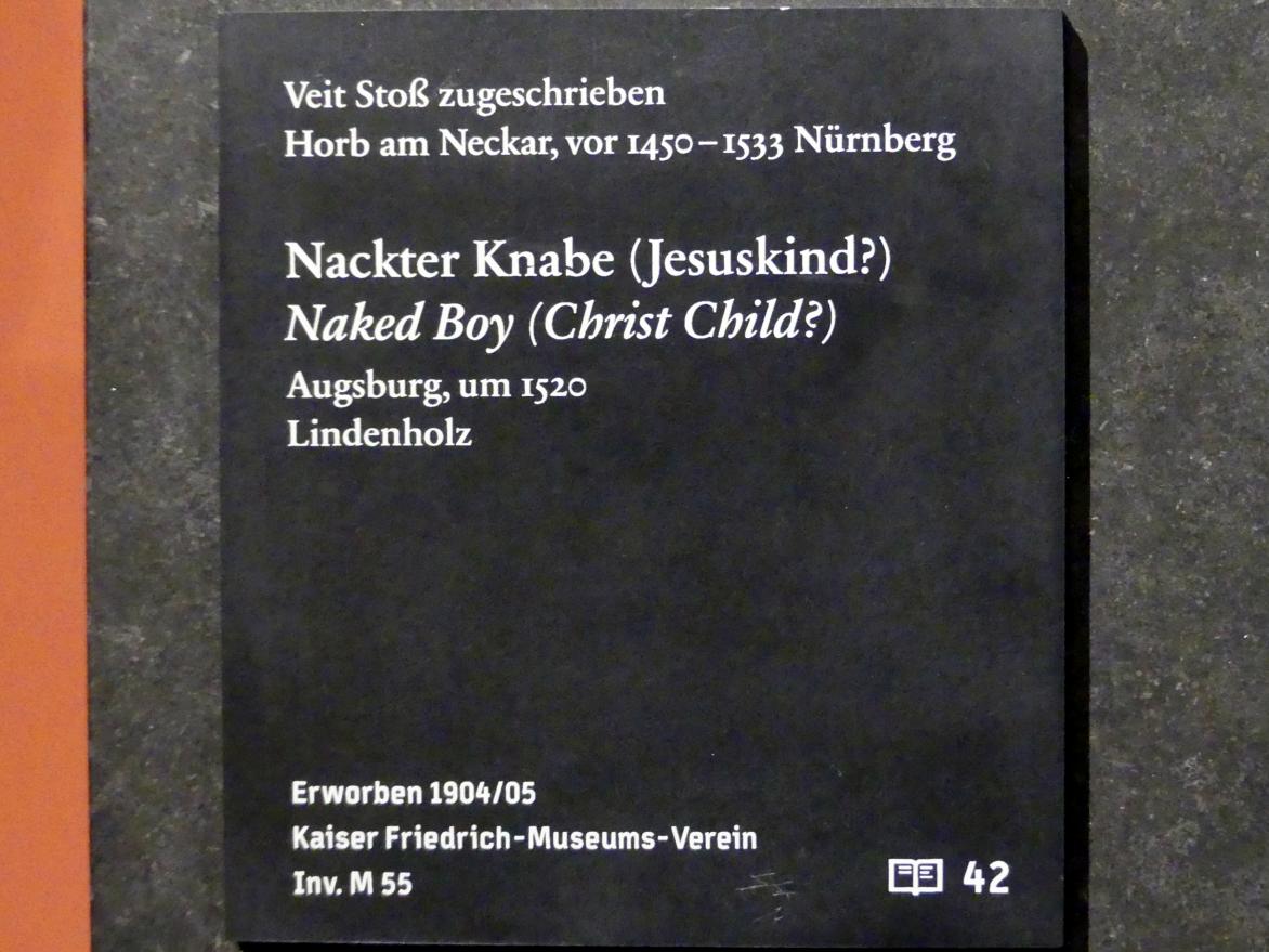 Veit Stoß (1495–1524), Nackter Knabe (Jesuskind?), Berlin, Bode-Museum, Saal 219, um 1520, Bild 3/3