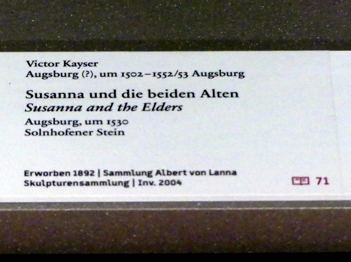Victor Kayser (1530–1532), Susanna und die beiden Alten, Berlin, Bode-Museum, Saal 219, um 1530, Bild 2/2