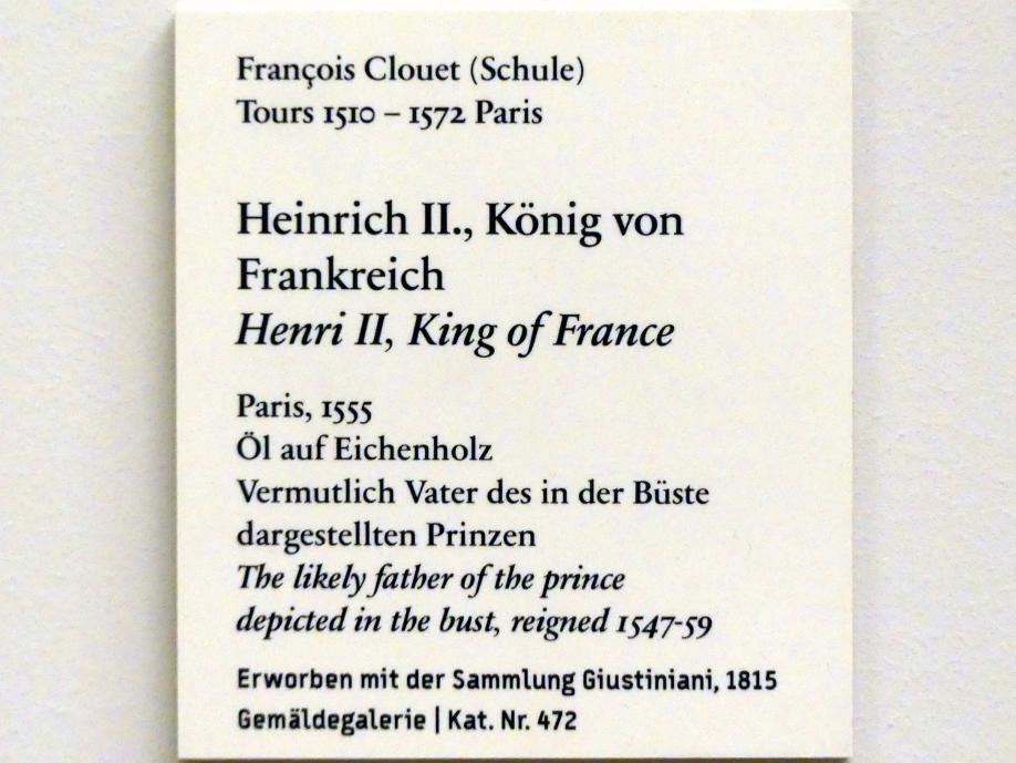 François Clouet (Schule) (1555–1562), Heinrich II., König von Frankreich, Berlin, Bode-Museum, Saal 221, 1555, Bild 2/2