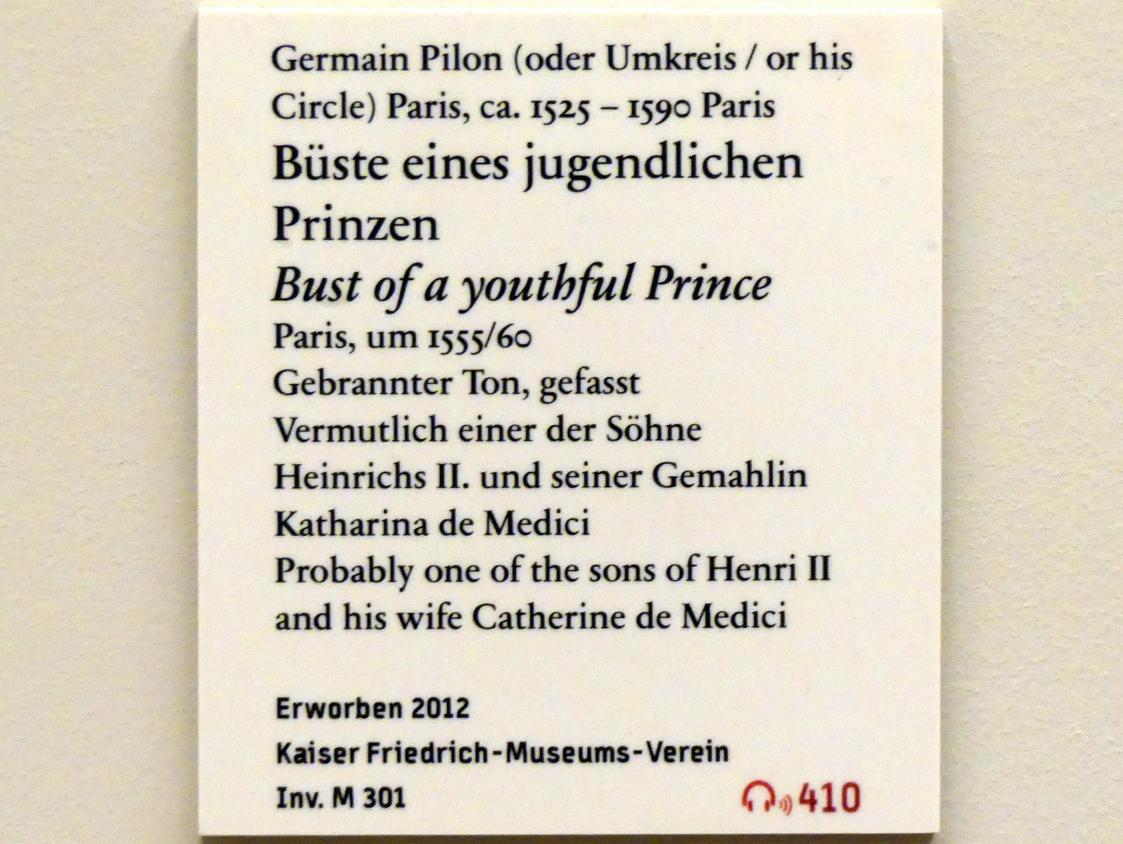 Germain Pilon (1557), Büste eines jugendlichen Prinzen, Berlin, Bode-Museum, Saal 221, um 1555–1560, Bild 3/3