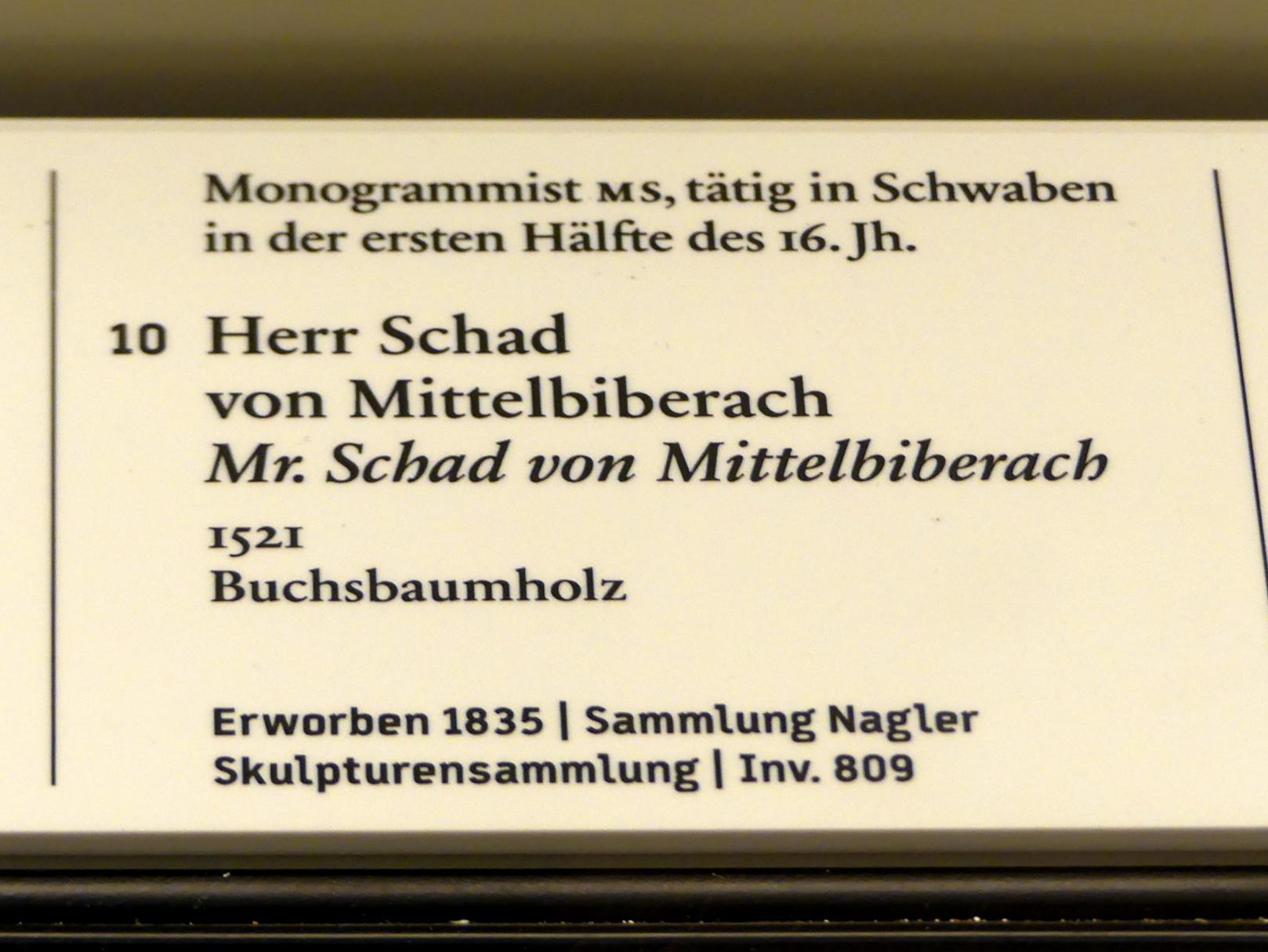 Herr Schad von Mittelbiberach, Berlin, Bode-Museum, Saal 221, 1521, Bild 2/2