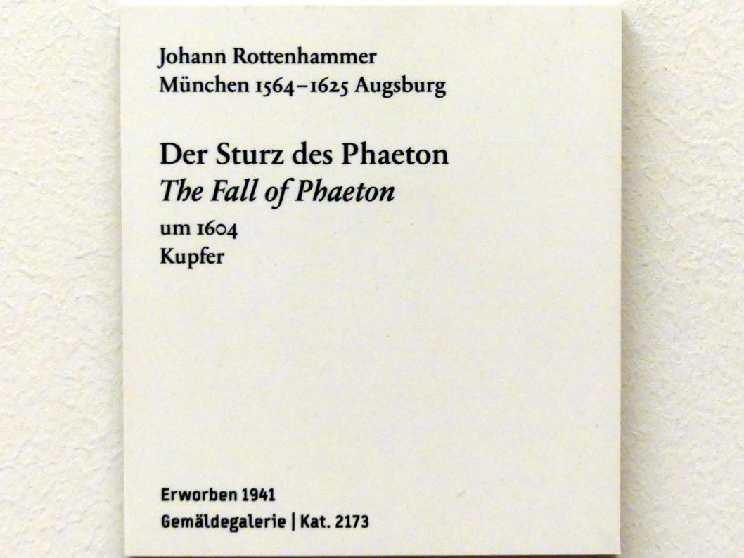 Johannes Rottenhammer der Ältere (1595–1604), Der Sturz des Phaeton, Berlin, Bode-Museum, Saal 223, um 1604, Bild 2/2