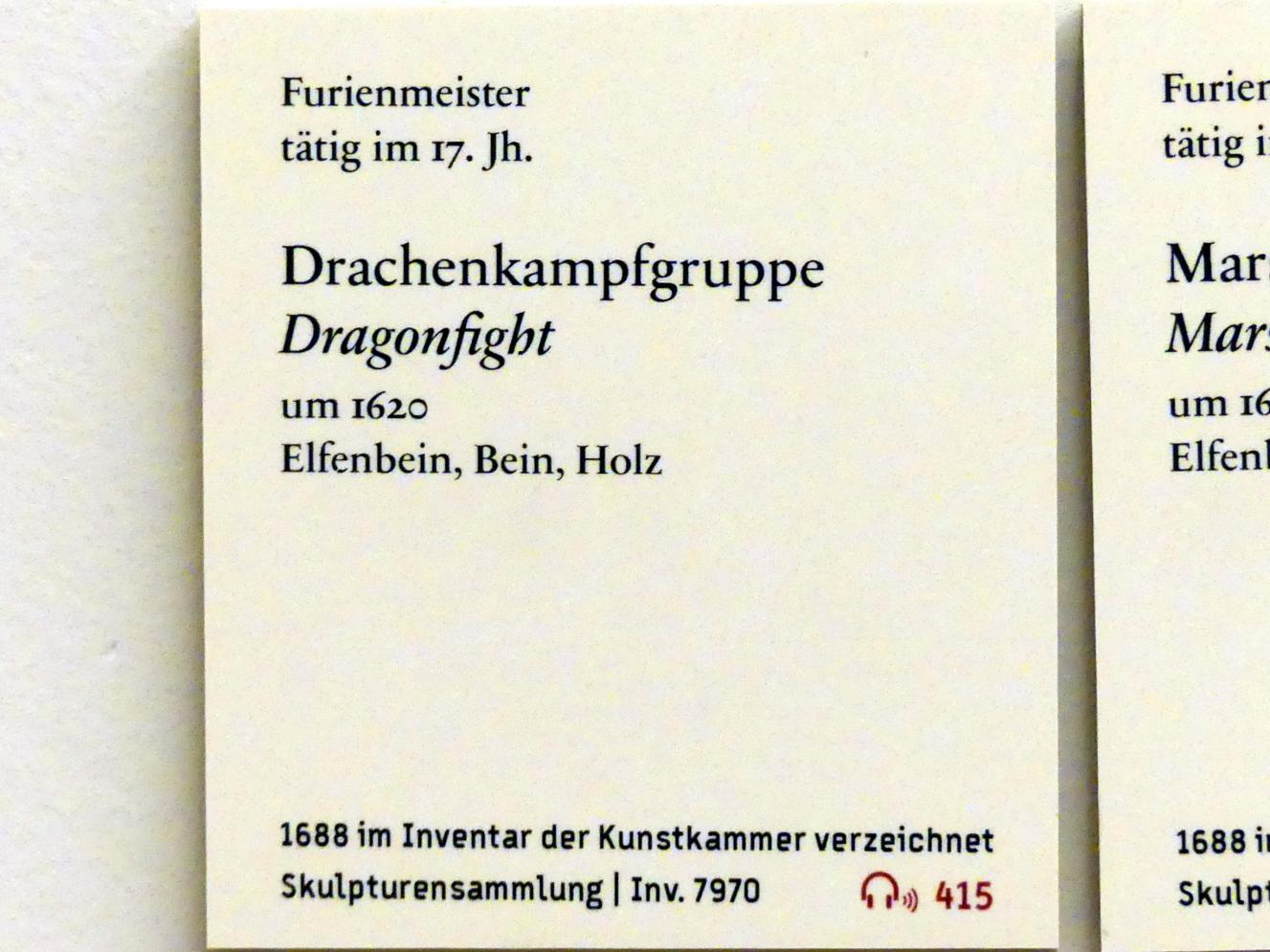 Furienmeister (1612–1620), Drachenkampfgruppe, Berlin, Bode-Museum, Saal 223, um 1620, Bild 2/2