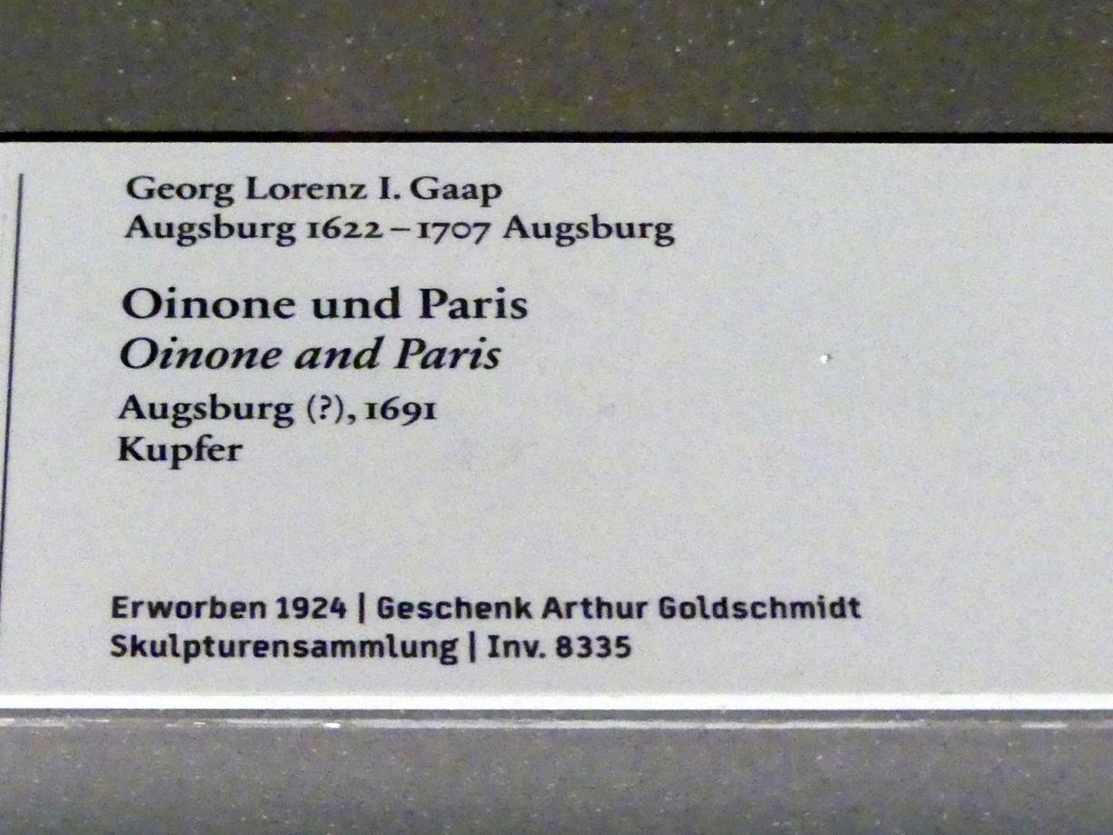 Georg Lorenz I. Gaap (1691), Oinone und Paris, Berlin, Bode-Museum, Saal 225, 1691, Bild 2/2