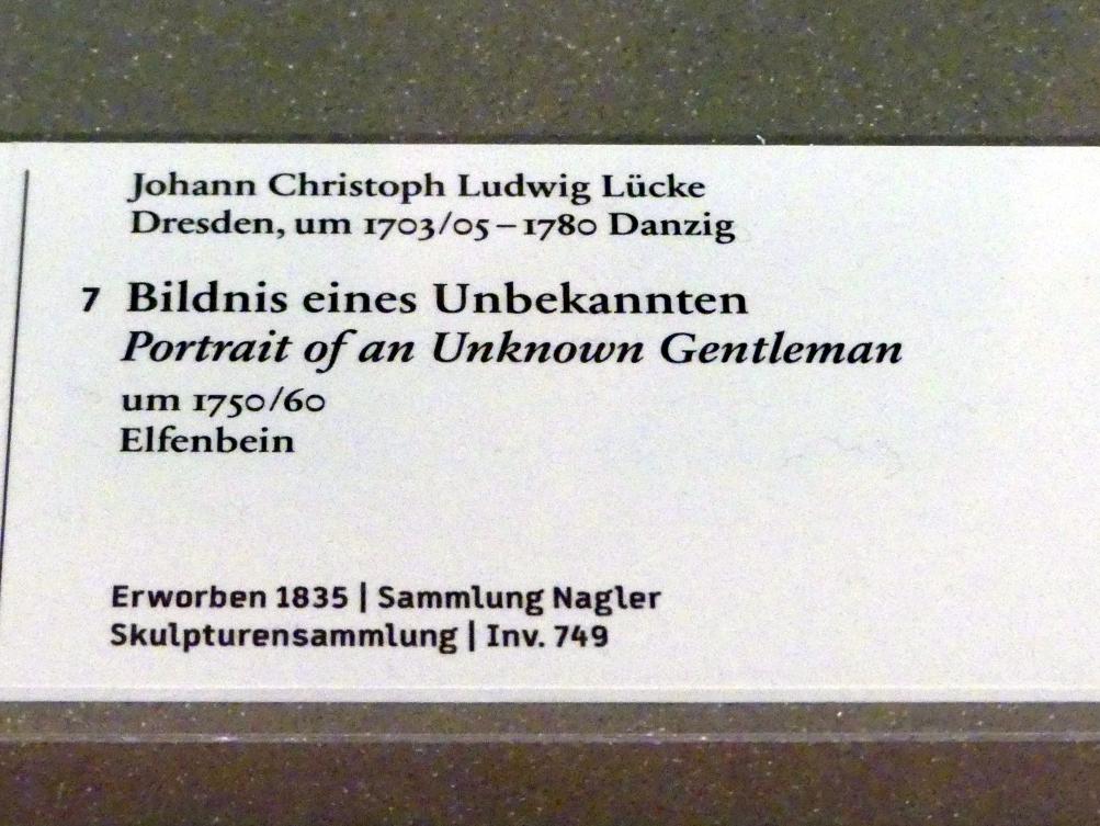 Ludwig Lücke (Johann Christian Ludwig Lücke) (1740–1755), Bildnis eines Unbekannten, Berlin, Bode-Museum, Saal 225, um 1750–1760, Bild 2/2