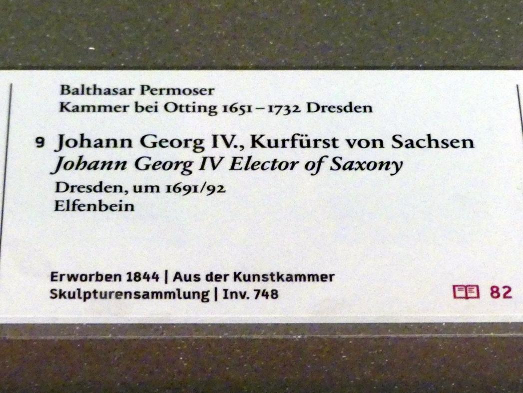 Balthasar Permoser (1676–1728), Johann Georg IV., Kurfürst von Sachsen, Berlin, Bode-Museum, Saal 225, um 1691–1692, Bild 2/2