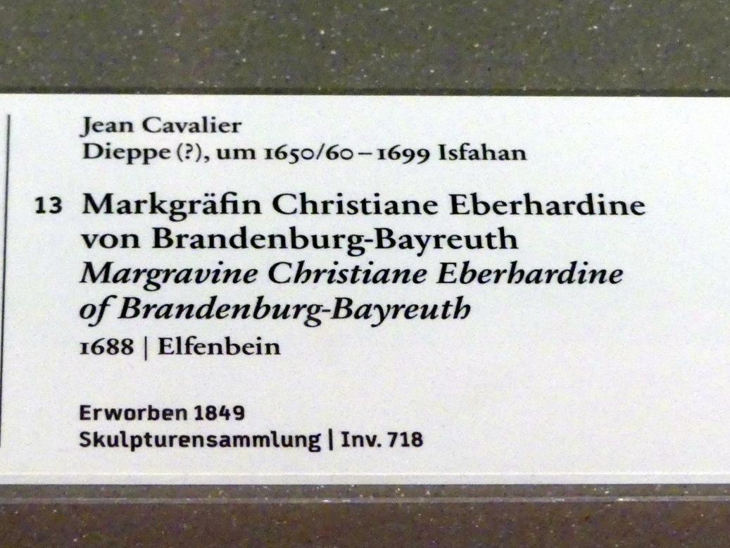 Jean Cavalier (1688–1690), Markgräfin Christiane Eberhardine von Brandenburg-Bayreuth, Berlin, Bode-Museum, Saal 225, 1688, Bild 2/2
